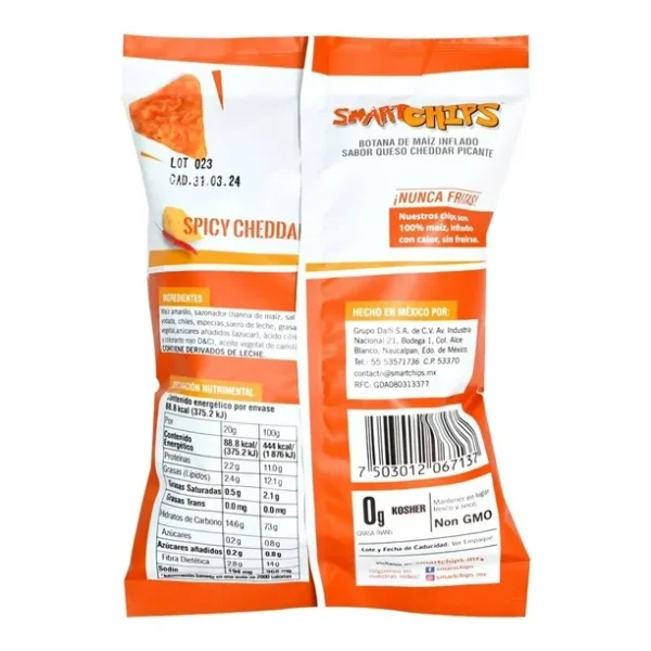 SMARTCHIPS SABOR QUESO CHEDAR 140GR