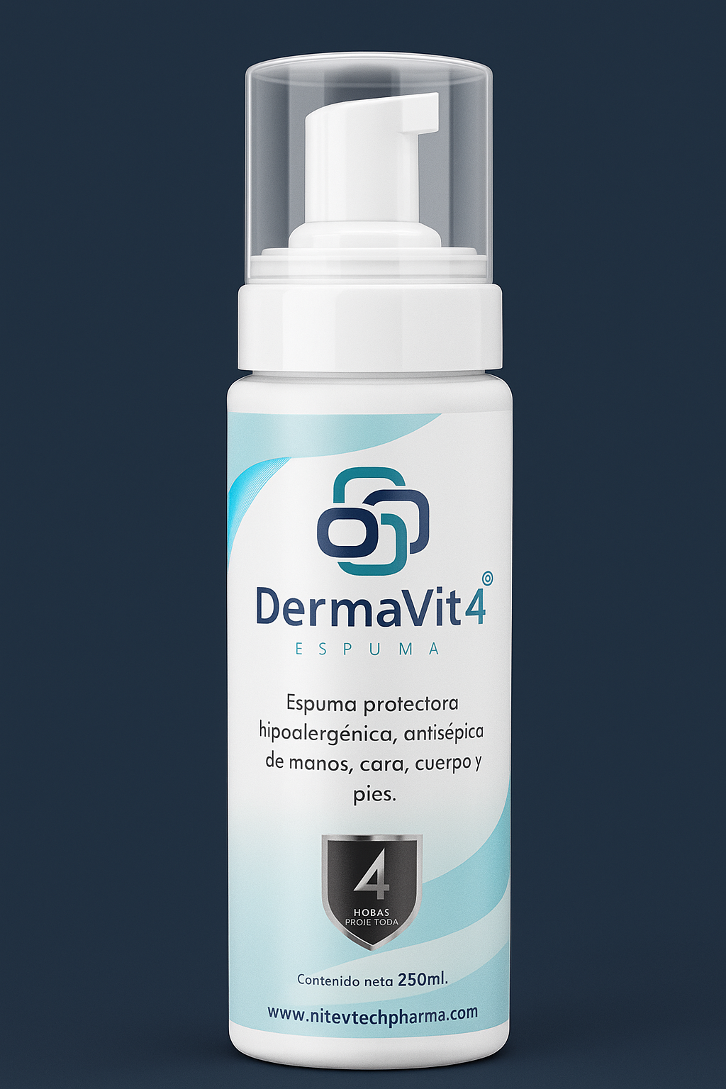 DermaVit4 Espuma Antiséptica Hipoalergénica Espumador 50ml