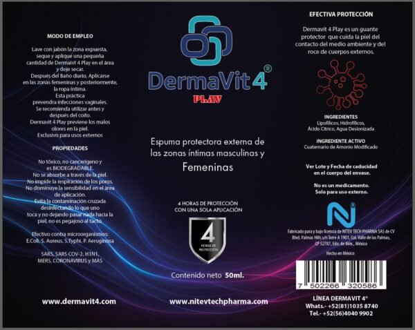 DermaVit4 Play Espuma Dermoprotectora Para las Zonas Íntimas Externas